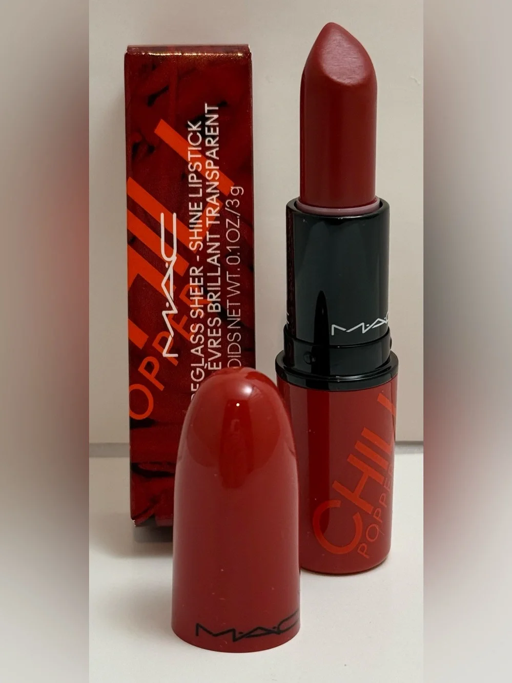 MAC Lustreglass Sheer-Shine Lipstick in Chili Popper